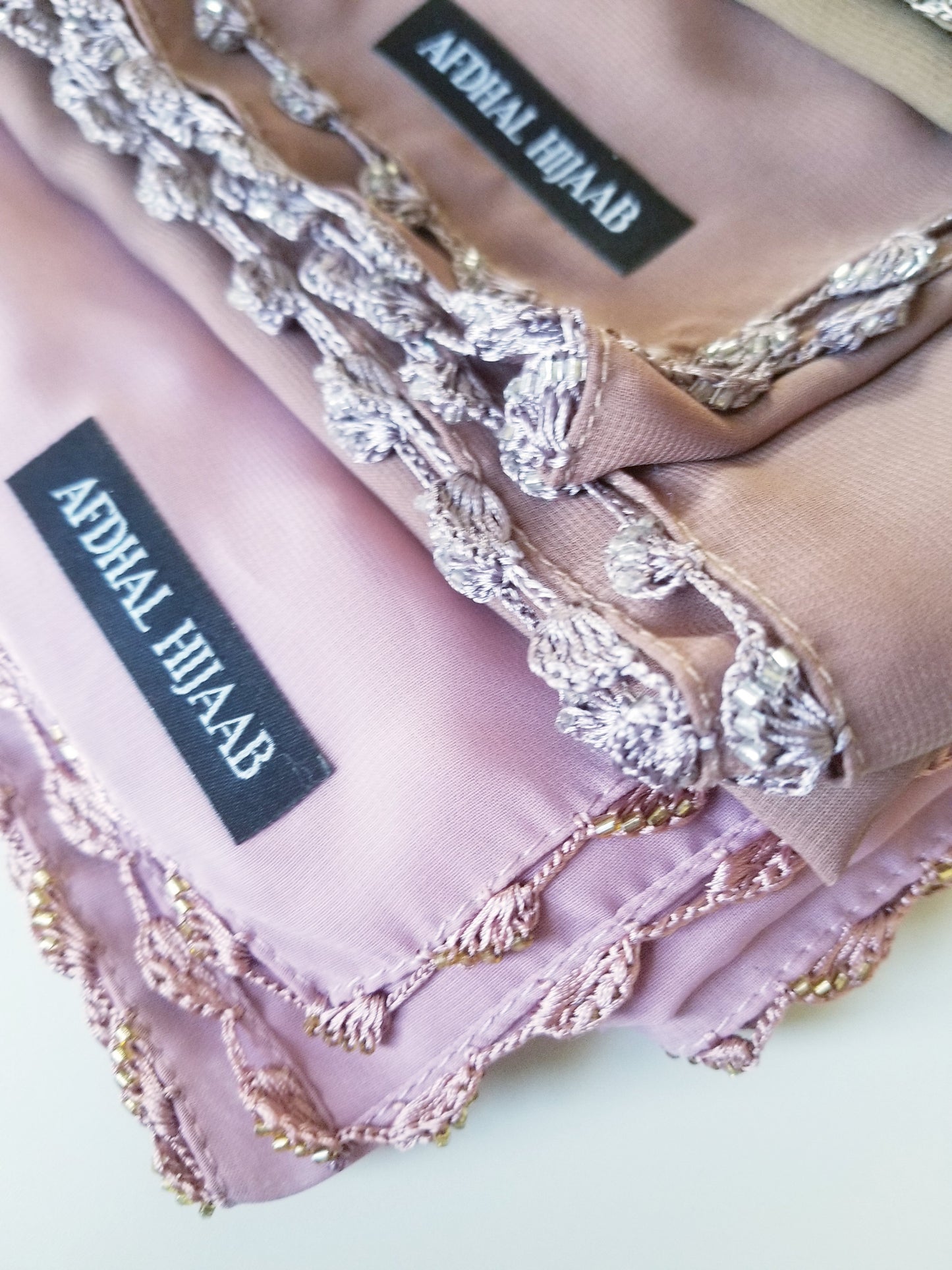 Chiffon Hijabs with Beaded Crochet Trim