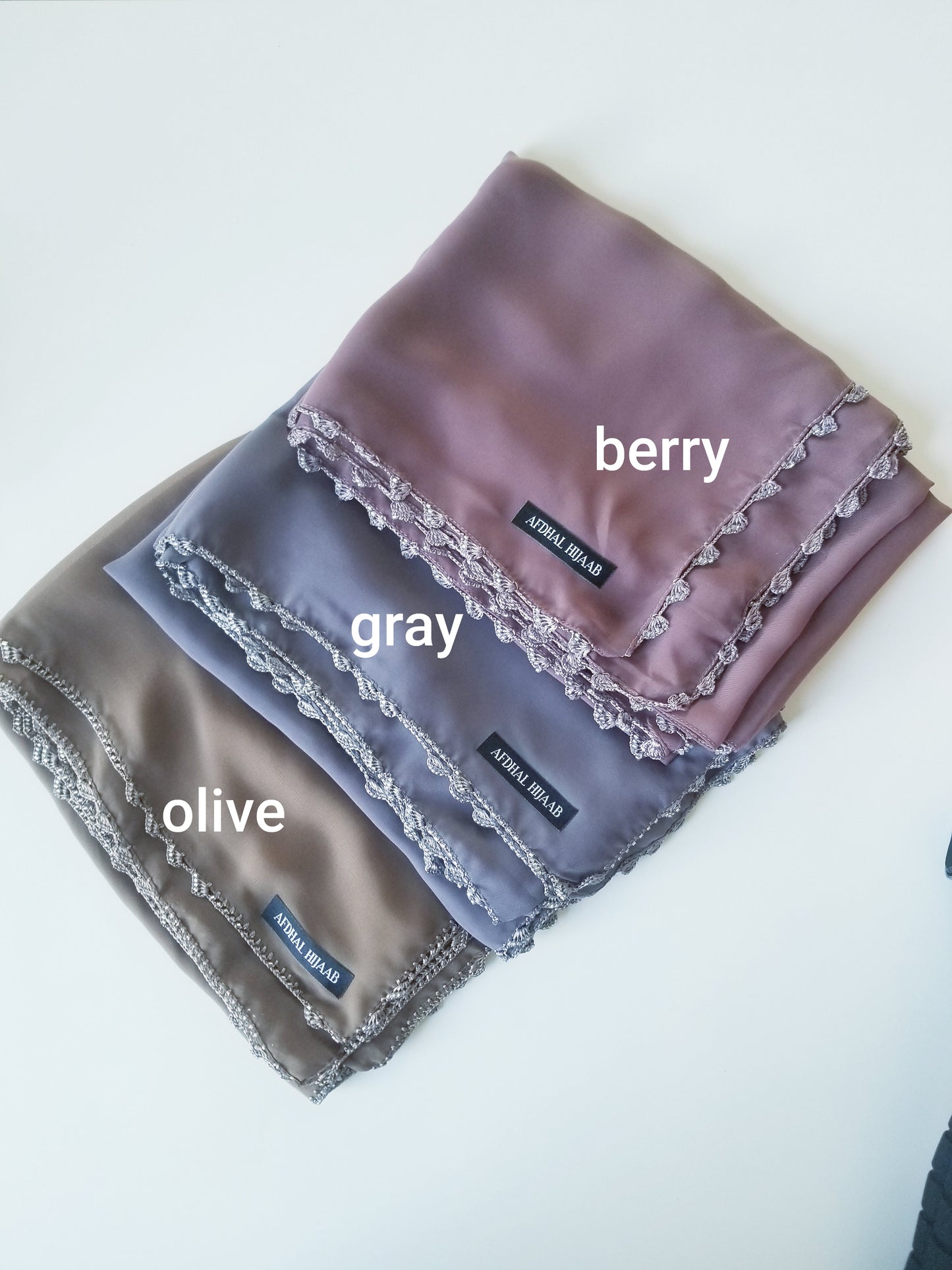 Chiffon Hijabs with Beaded Crochet Trim