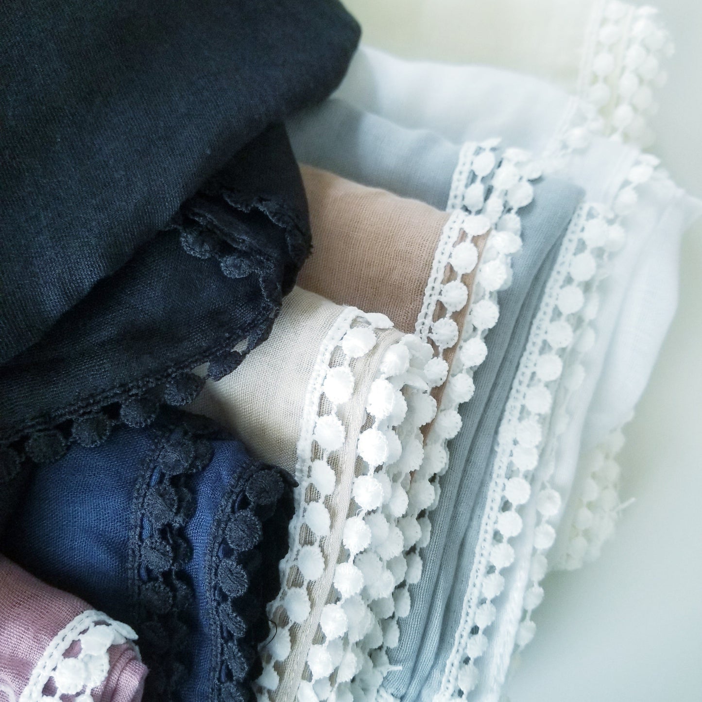 Viscose Hijab with Boho Lace Trim