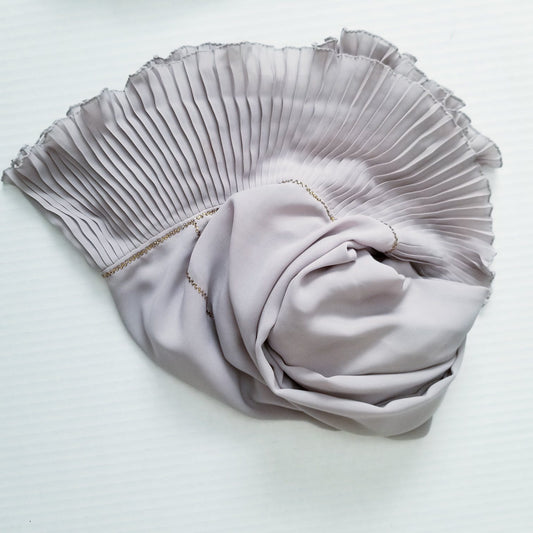 Ruffle Chiffon Hijab with Rhinestones