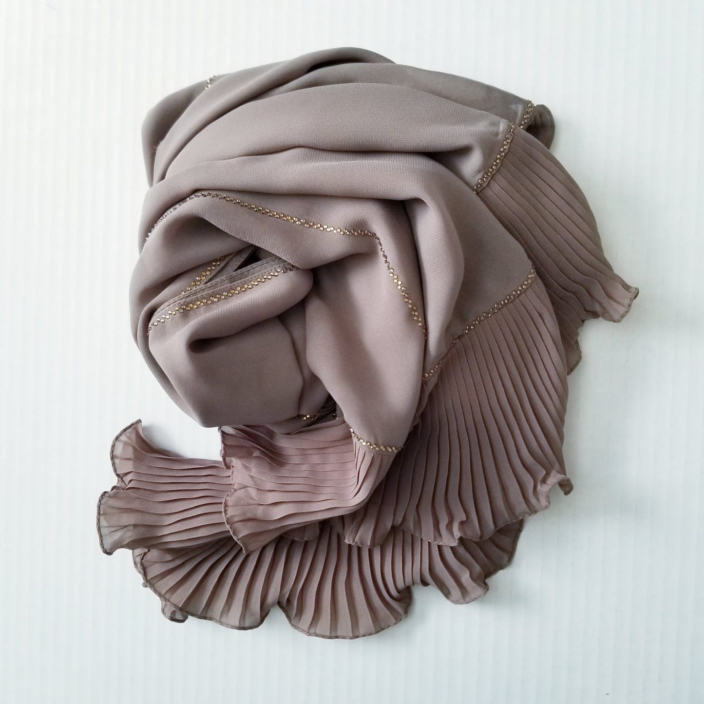 Ruffle Chiffon Hijab with Rhinestones