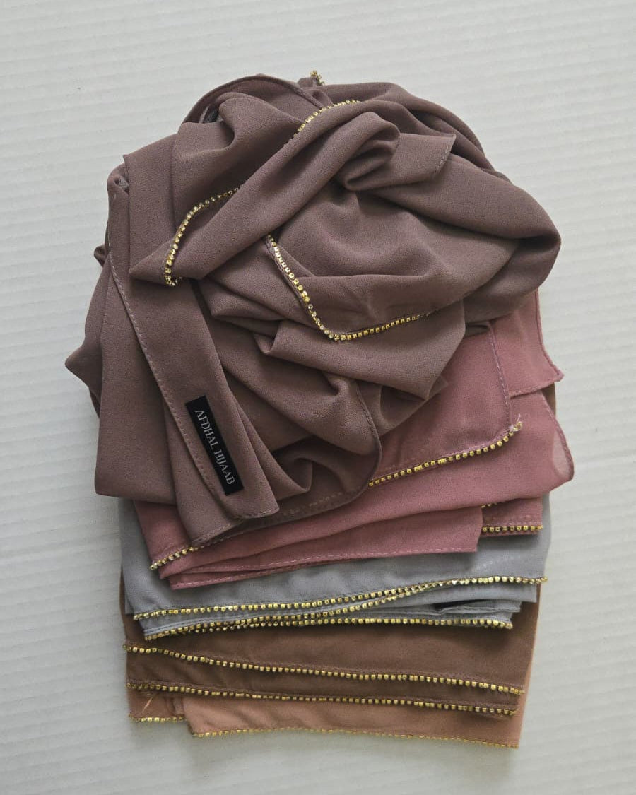 Chiffon Hijab - Rhinestone Trim
