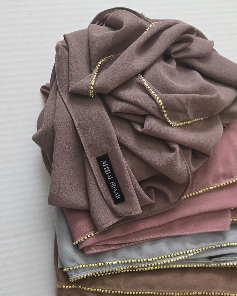 Chiffon Hijab - Rhinestone Trim