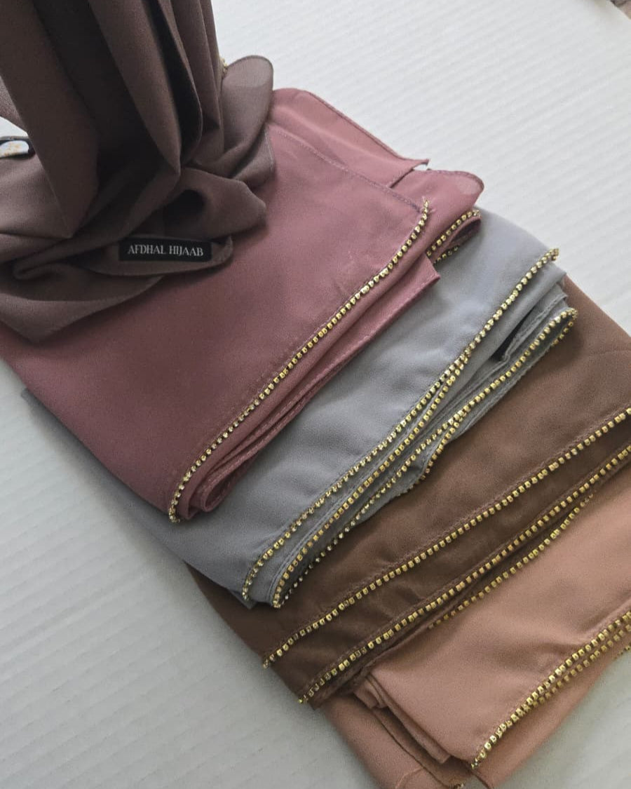 Chiffon Hijab - Rhinestone Trim
