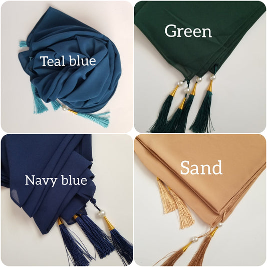 Chiffon Hijab -Tassels