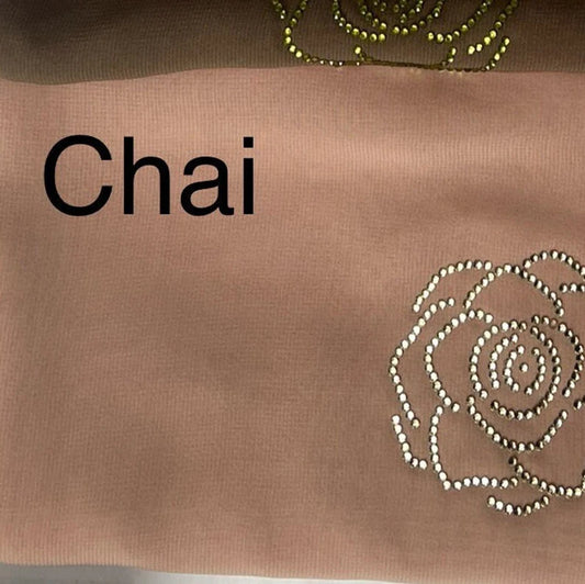 Chiffon Hijab -Floral Rhinestones