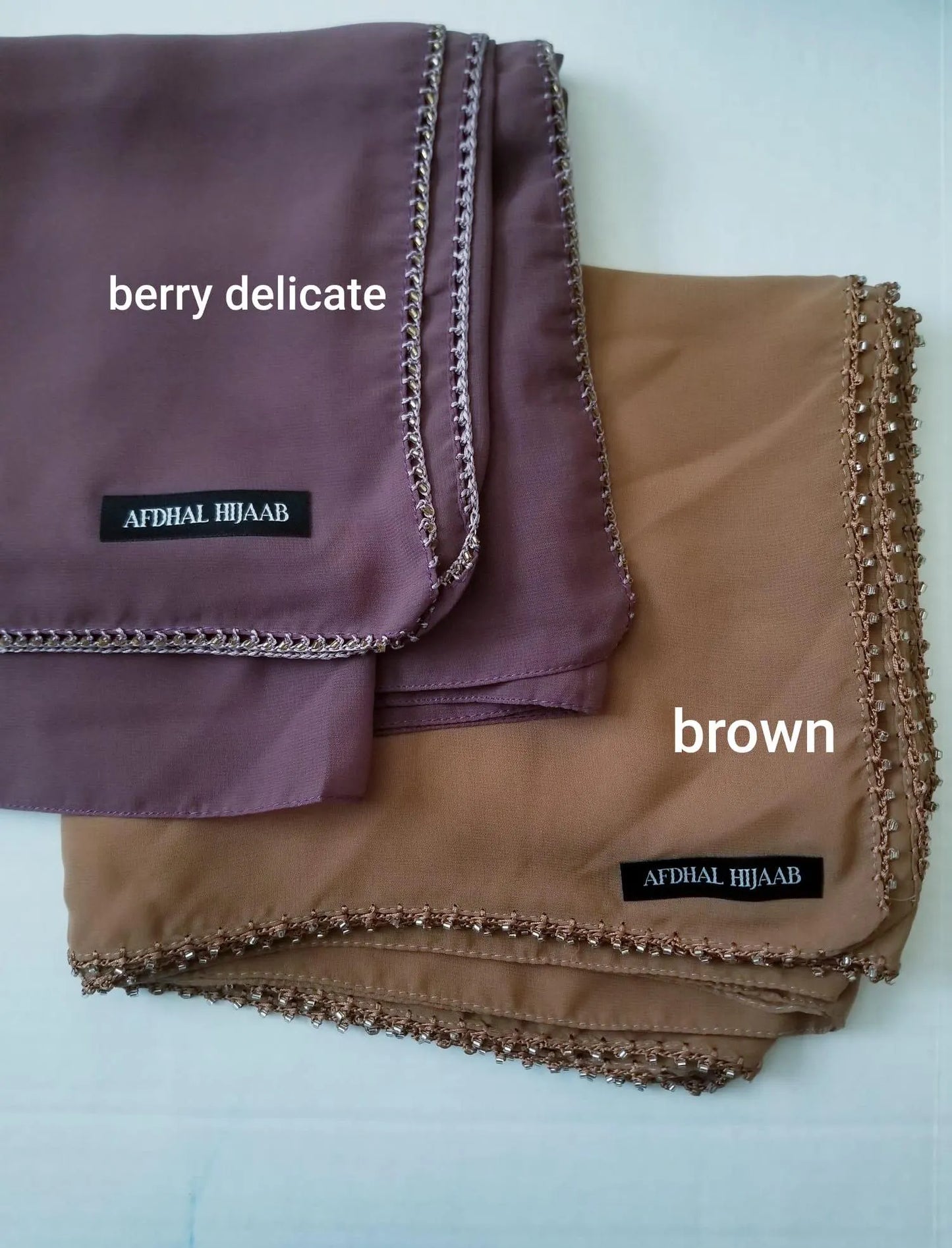 Chiffon Hijabs with Beaded Crochet Trim