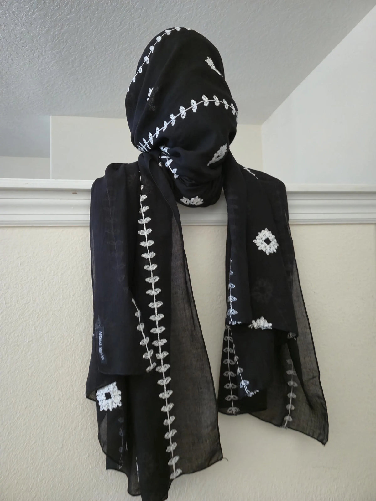 Black Embroidered Hijab