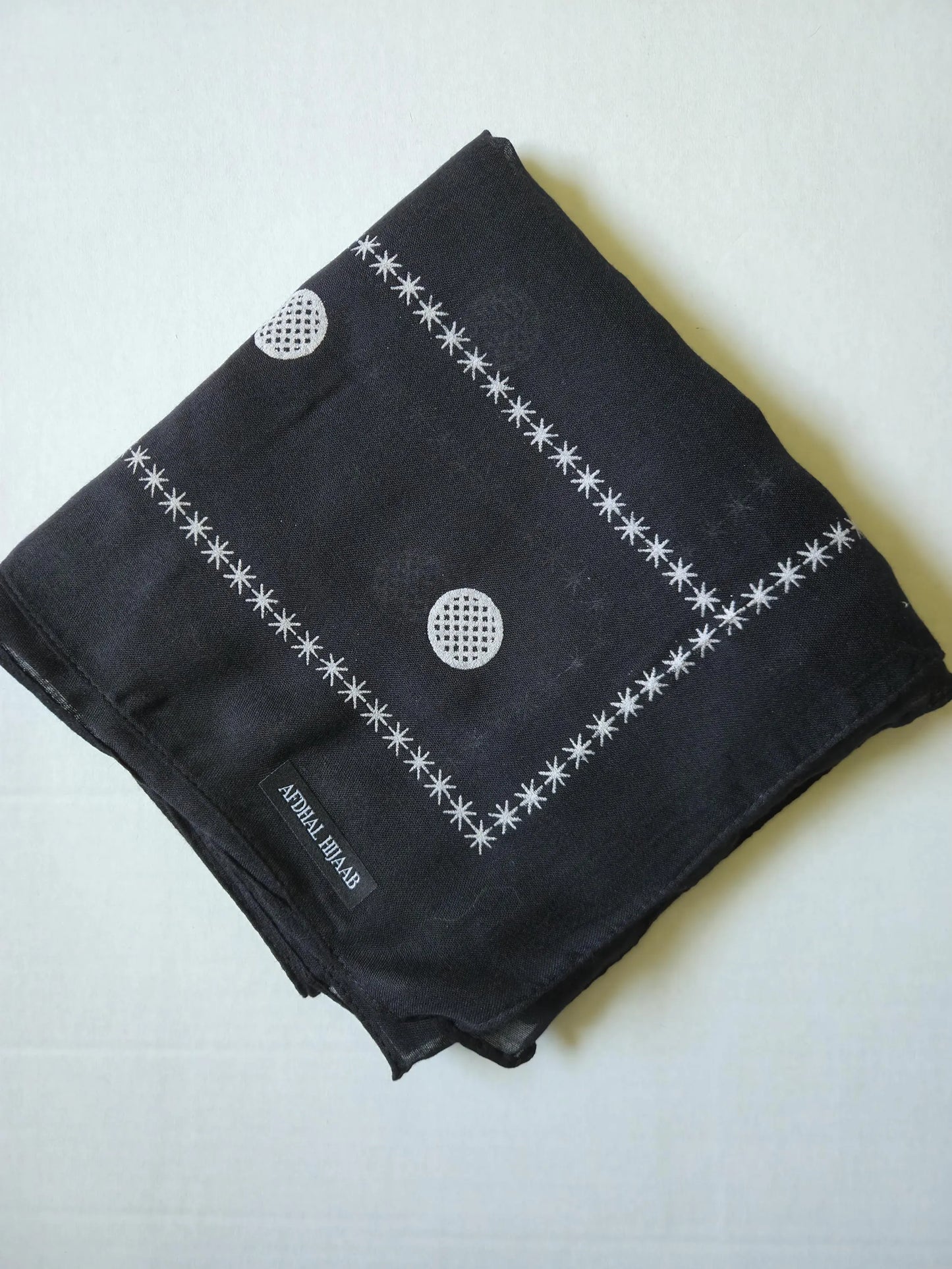 Black Viscose Hijab with Print