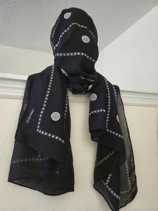 Black Viscose Hijab with Print