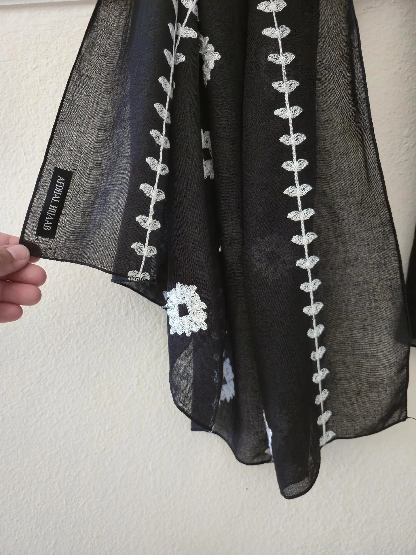 Black Embroidered Hijab