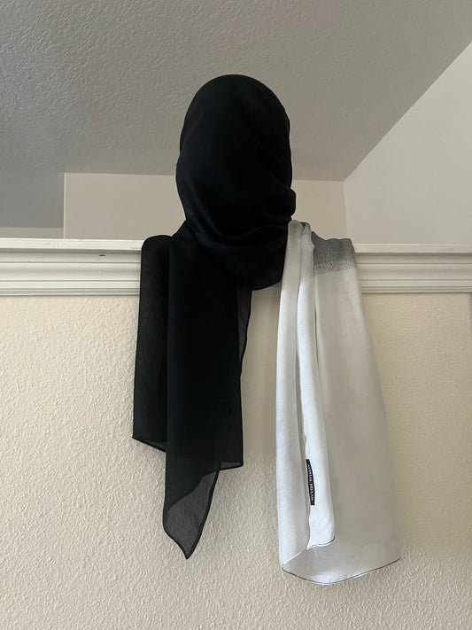 ombre mini modal hijab black and white