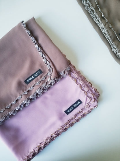 Chiffon Hijabs with Beaded Crochet Trim