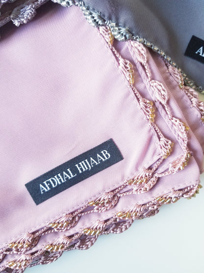 Chiffon Hijabs with Beaded Crochet Trim