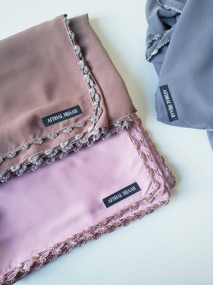 Chiffon Hijabs with Beaded Crochet Trim