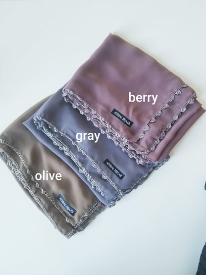 Chiffon Hijabs with Beaded Crochet Trim