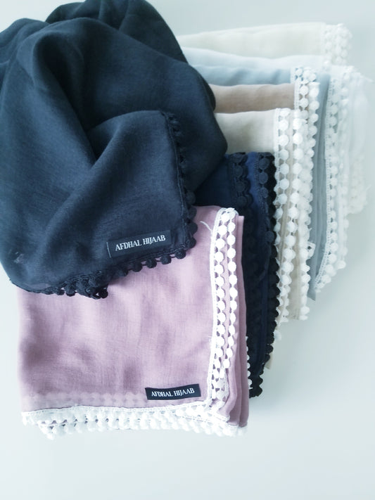 Viscose Hijab with Boho Lace Trim