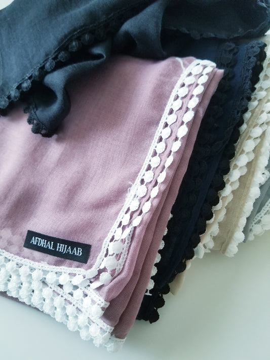 Viscose Hijab with Boho Lace Trim