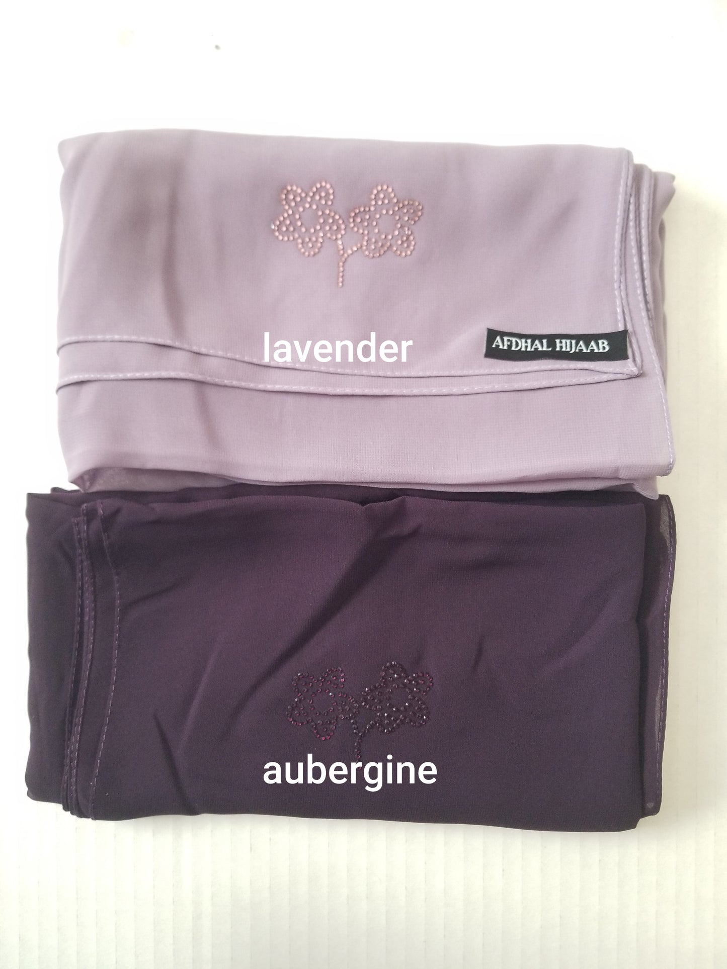 Chiffon Hijab -Floral Rhinestones