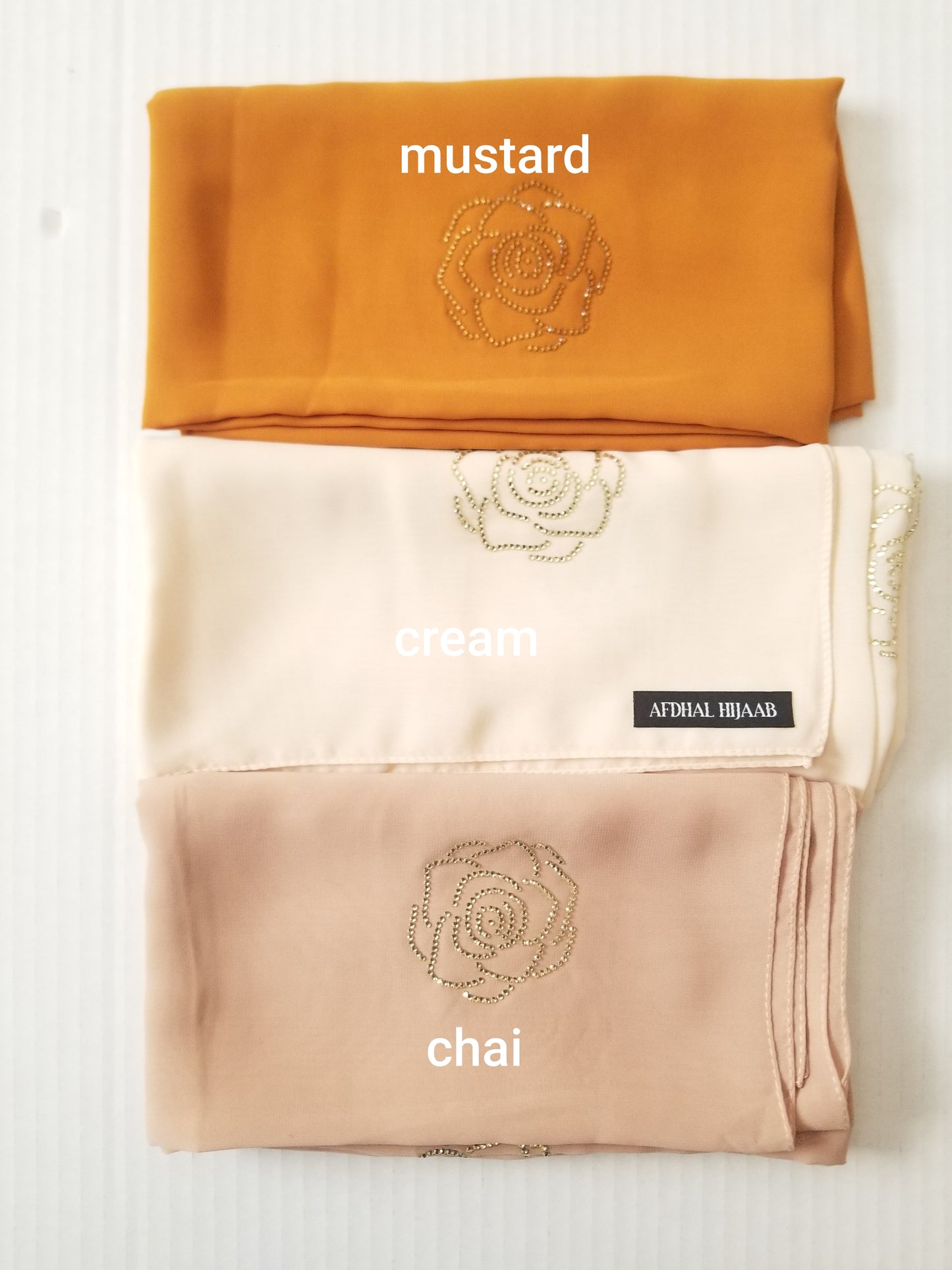 Chiffon Hijab -Floral Rhinestones