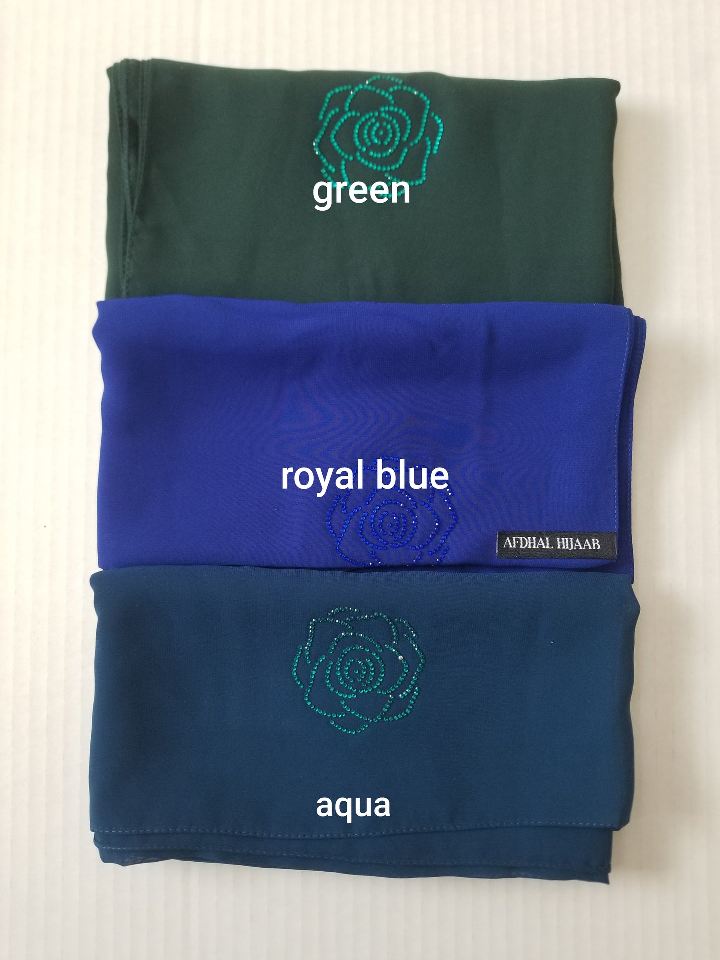 Chiffon Hijab -Floral Rhinestones