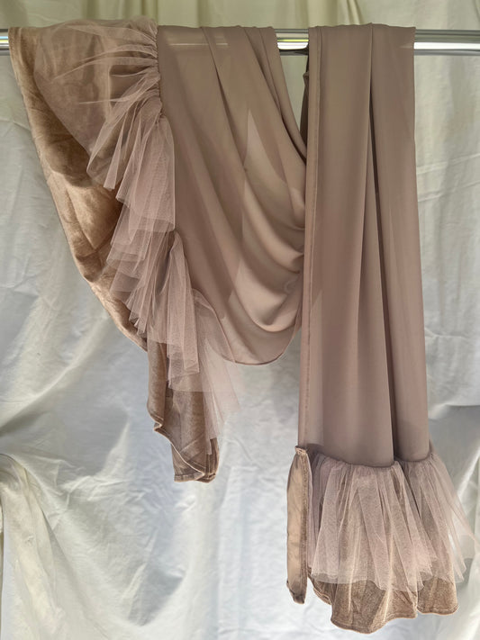 Ruffle Chiffon Hijab - Pale Taupe