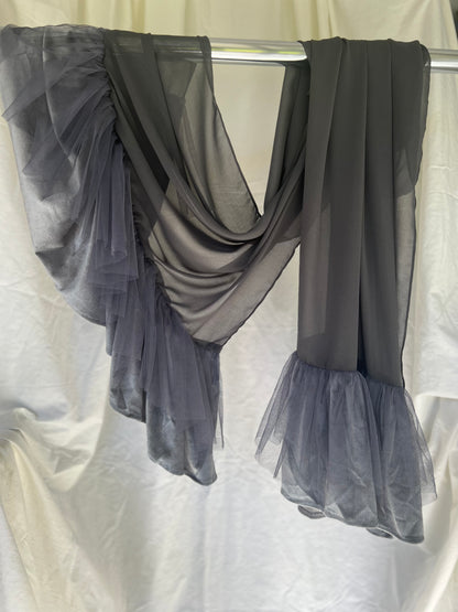 Ruffle Chiffon Hijab - Smoke