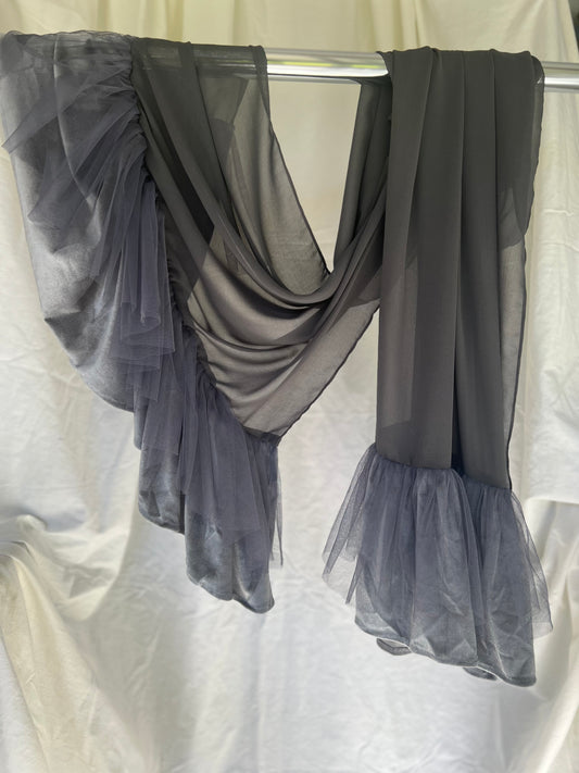 Ruffle Chiffon Hijab - Smoke