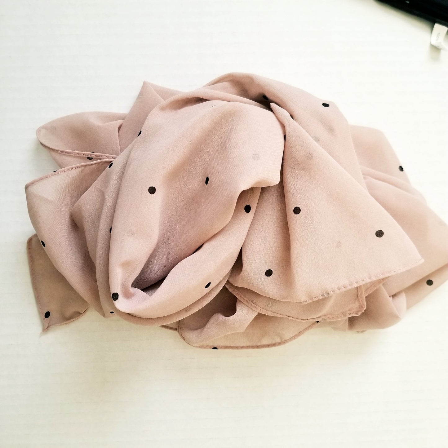 Pink polka dot printed chiffon hijab