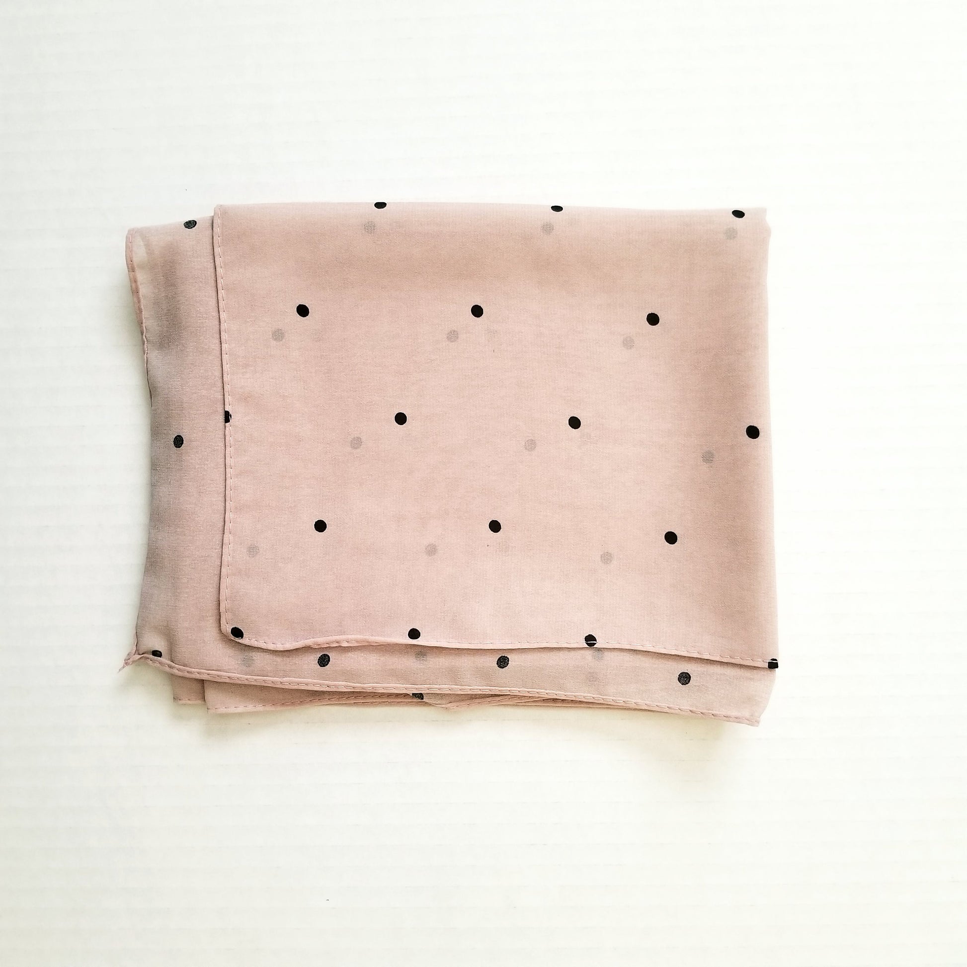 Pink polka dot printed chiffon hijab