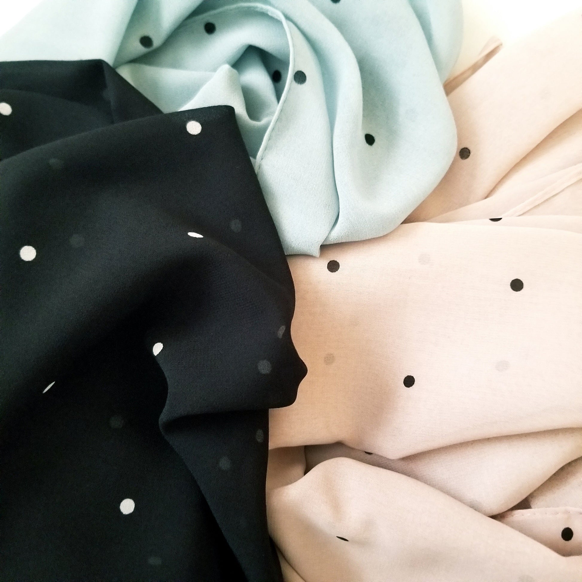 Polka dot chiffon hijab fabric detail