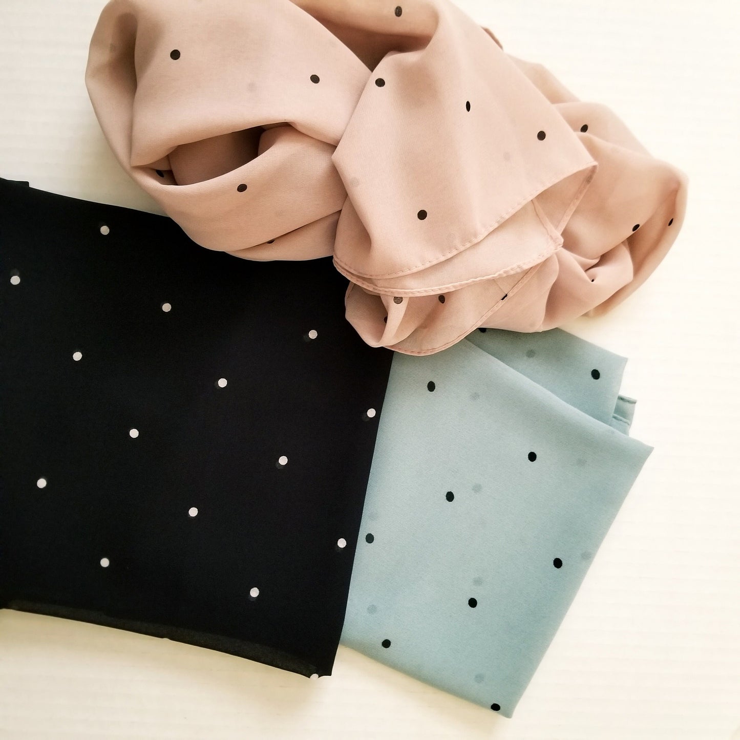 Printed Chiffon Hijab with Polka Dot Pattern