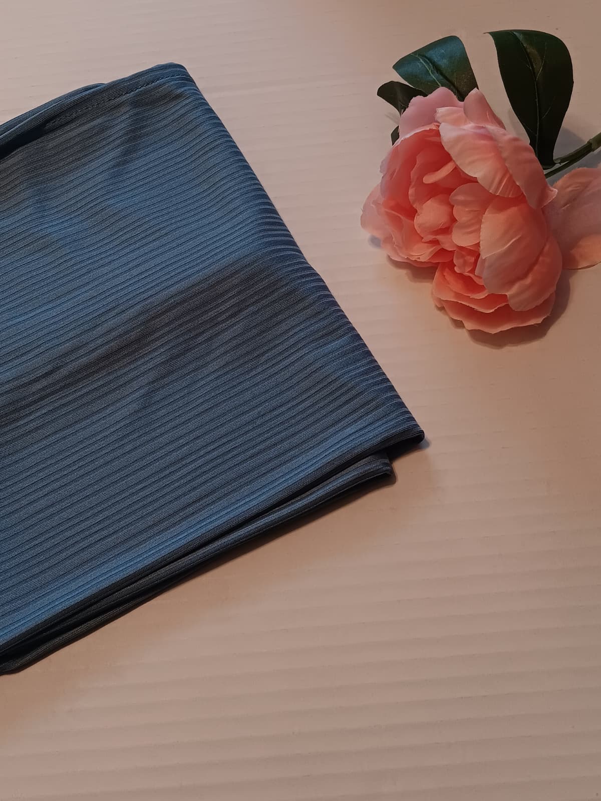 Ribbed Jersey Hijab in pastel blue