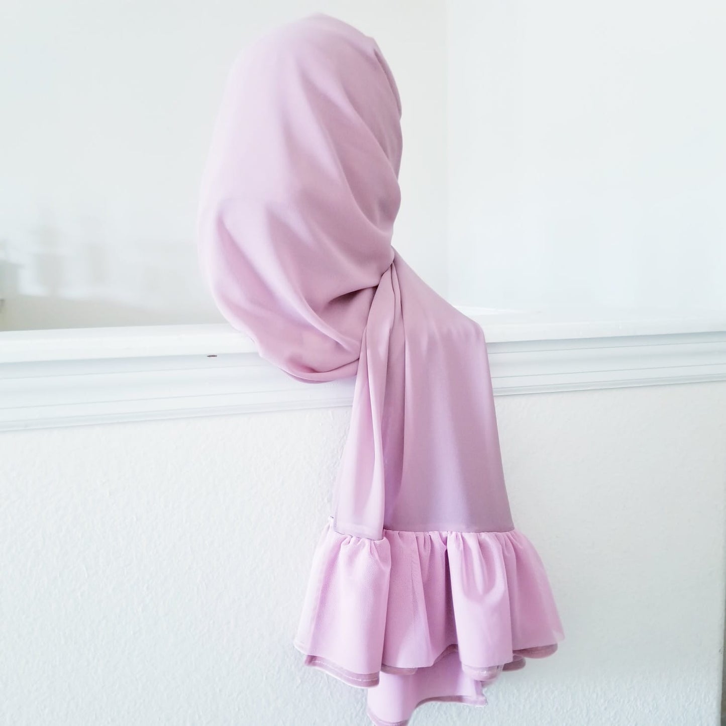 Ruffle Chiffon Hijab - Pink