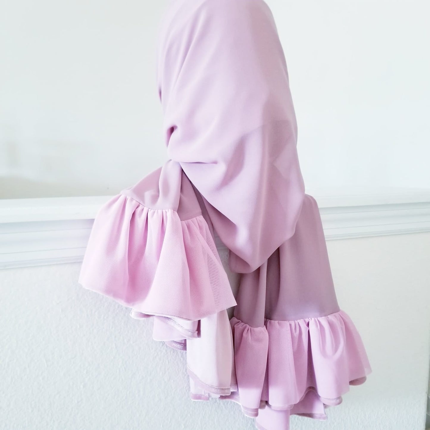 Ruffle Chiffon Hijab - Pink