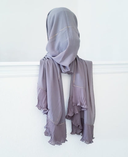 Ruffle Chiffon Hijab Rhinestones