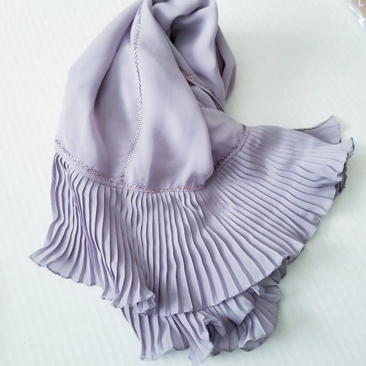 Ruffle Chiffon Hijab rhinestones - Lavender