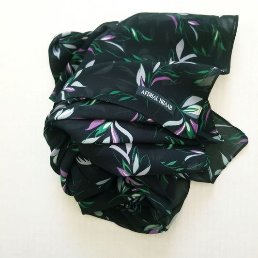 Printed Chiffon Hijab - Purple Bloom