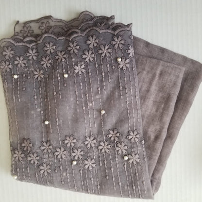 Lace Embroidered Hijab with Pearls