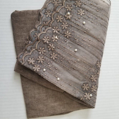 Lace Embroidered Hijab with Pearls