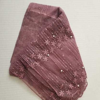 Lace Embroidered Hijab with Pearls