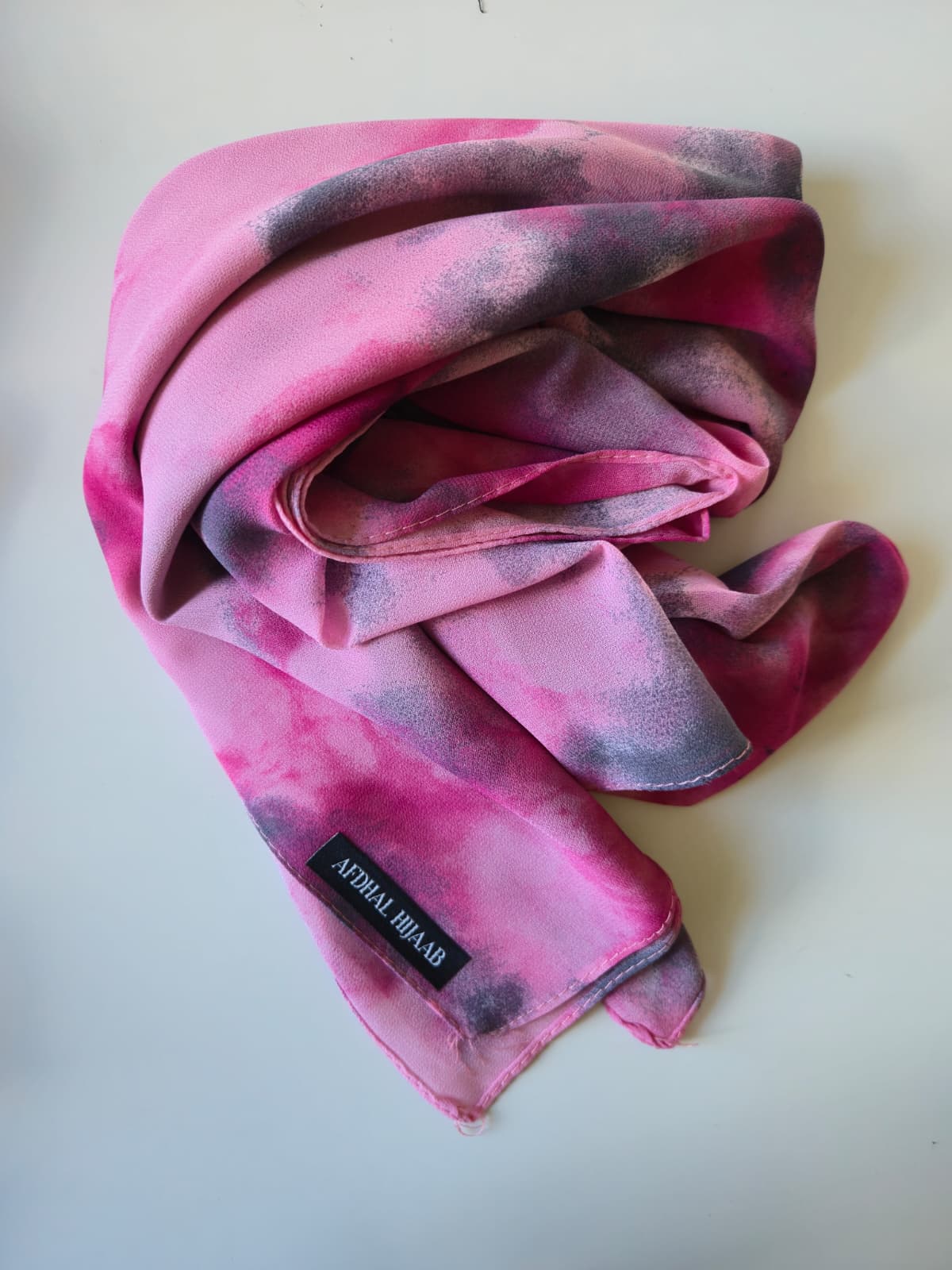 Printed Chiffon Hijab - TieDye Pink