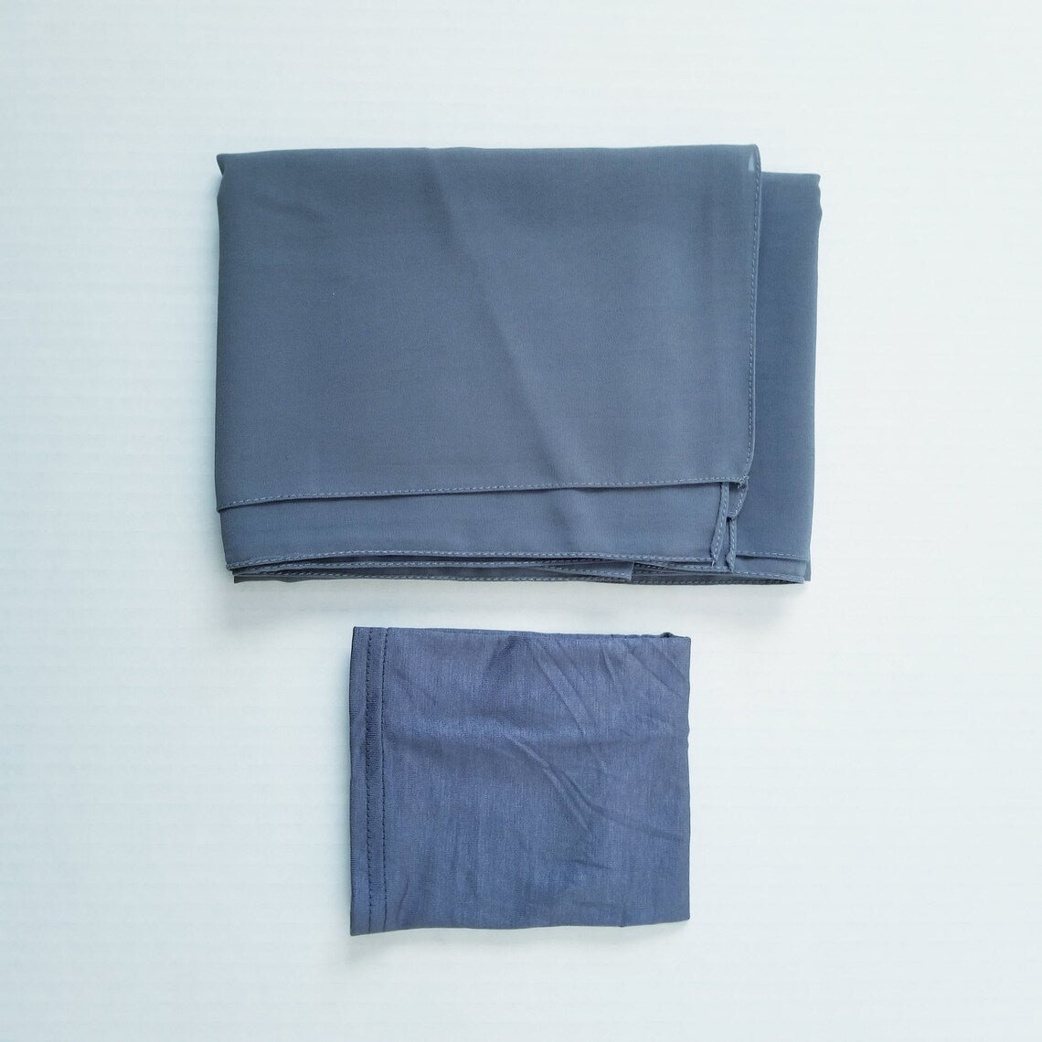 blue gray chiffon hijab set with cap