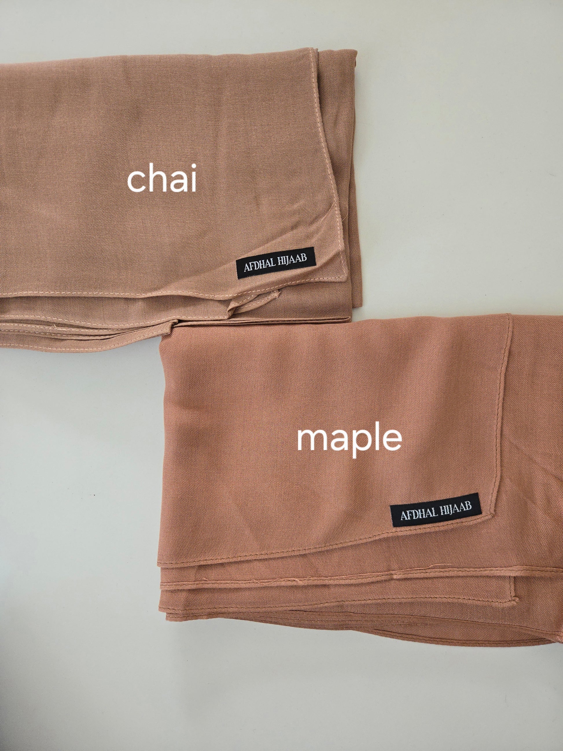 chai brown modal and maple modal hijab