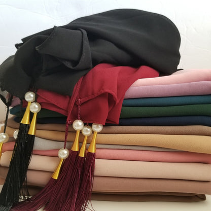 Chiffon Hijab -Tassels