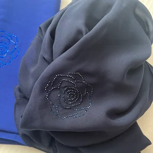 Chiffon Hijab -Floral Rhinestones
