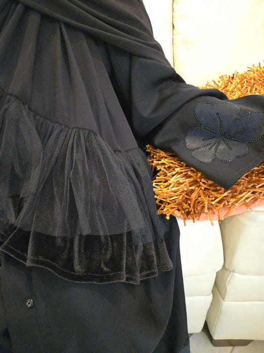 Ruffle Chiffon Hijab - Midnight