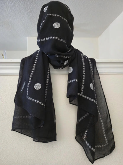 Black Viscose Hijab with Print