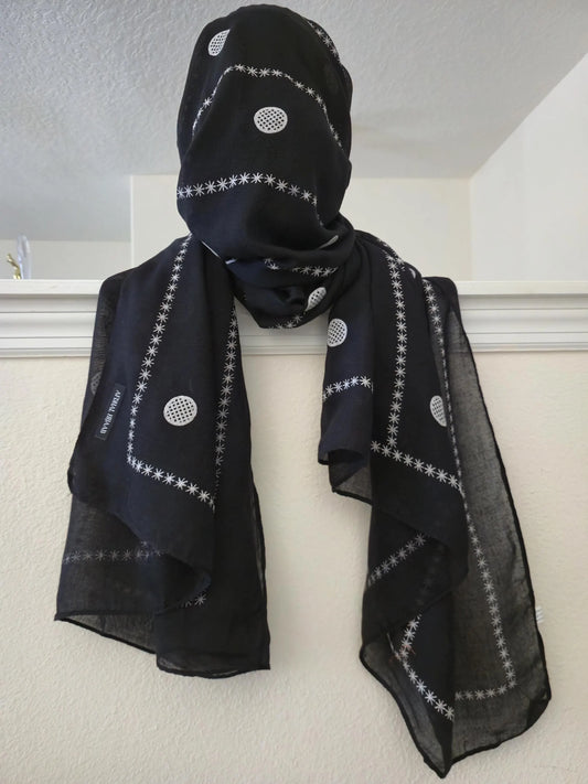 Black Viscose Hijab with Print