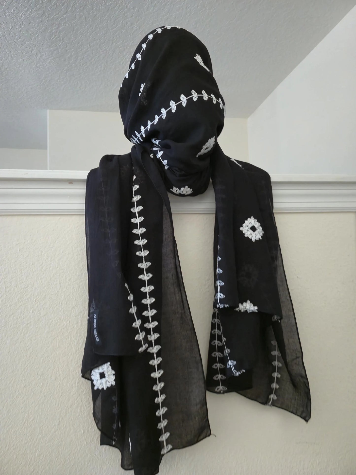 Black Embroidered Hijab